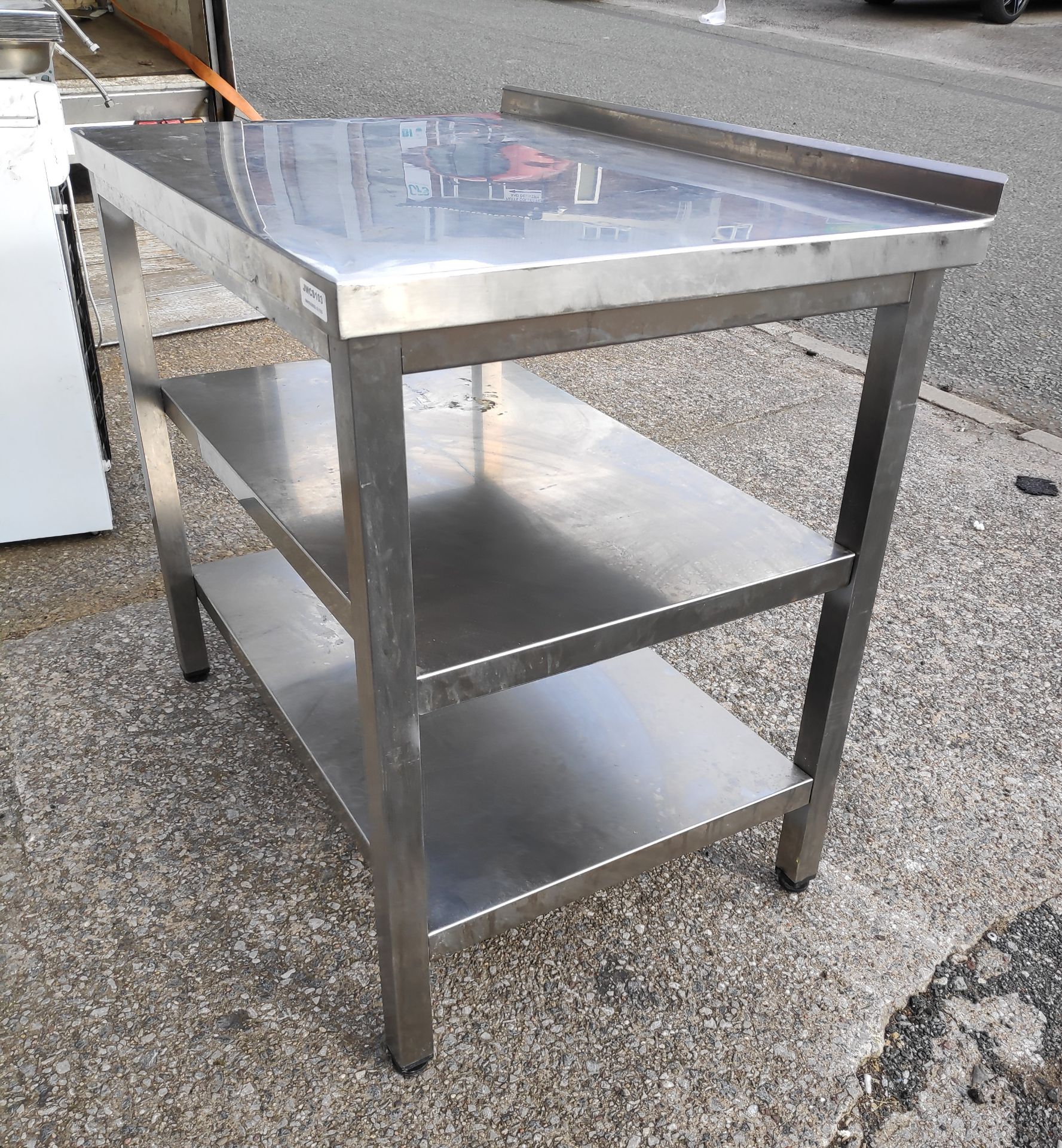 1 x Stainless Steel Prep Bench with Upstand and 2 Shelves - 95cm (L) x 66cm (D) x 90.5cm (H) - - Image 3 of 8