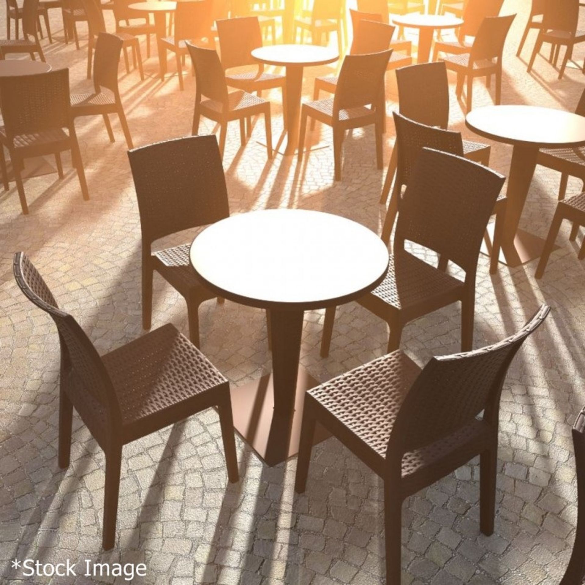 Commercial Outdoor Table & Chair Set - Includes 1 x Folding Bistro Table and 4 x Rattan Chairs