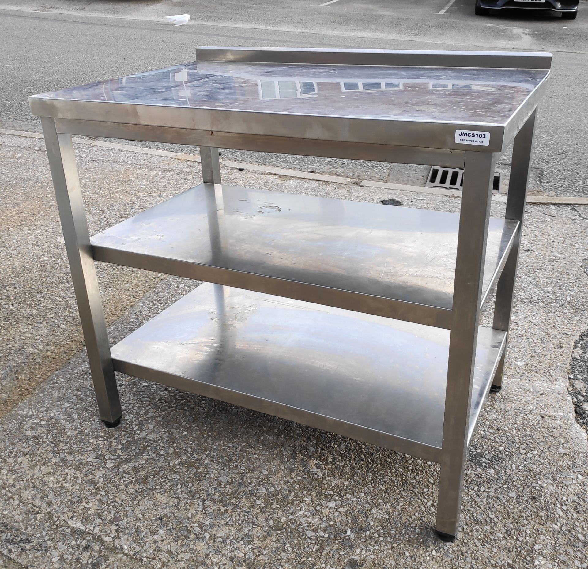 1 x Stainless Steel Prep Bench with Upstand and 2 Shelves - 95cm (L) x 66cm (D) x 90.5cm (H) - - Image 2 of 8