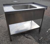 1 x Large Stainless Steel Single Bowl Sink Unit - 105.5cm (L) x 65cm (D) x 91.5cm (H) - JMCS105 -