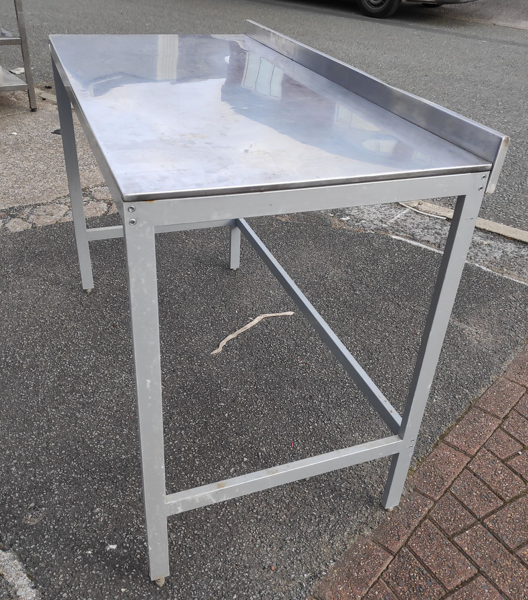 1 x Stainless Steel Prep Bench with Upstand - 126cm (L) x 64.5cm (D) x 95cm (H) - JMCS107 - CL723 - - Image 2 of 7