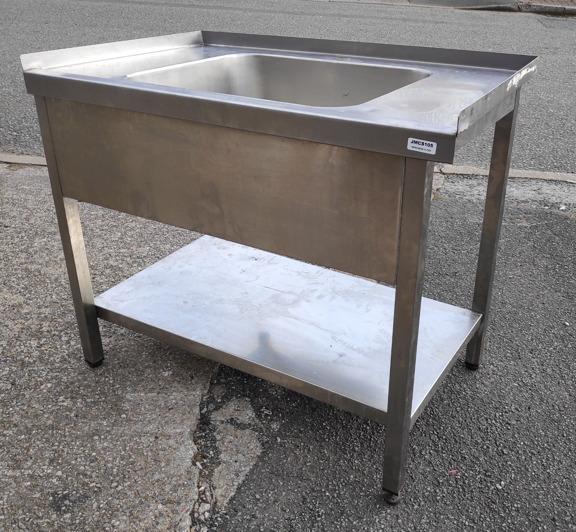 1 x Large Stainless Steel Single Bowl Sink Unit - 105.5cm (L) x 65cm (D) x 91.5cm (H) - JMCS105 - - Image 2 of 6