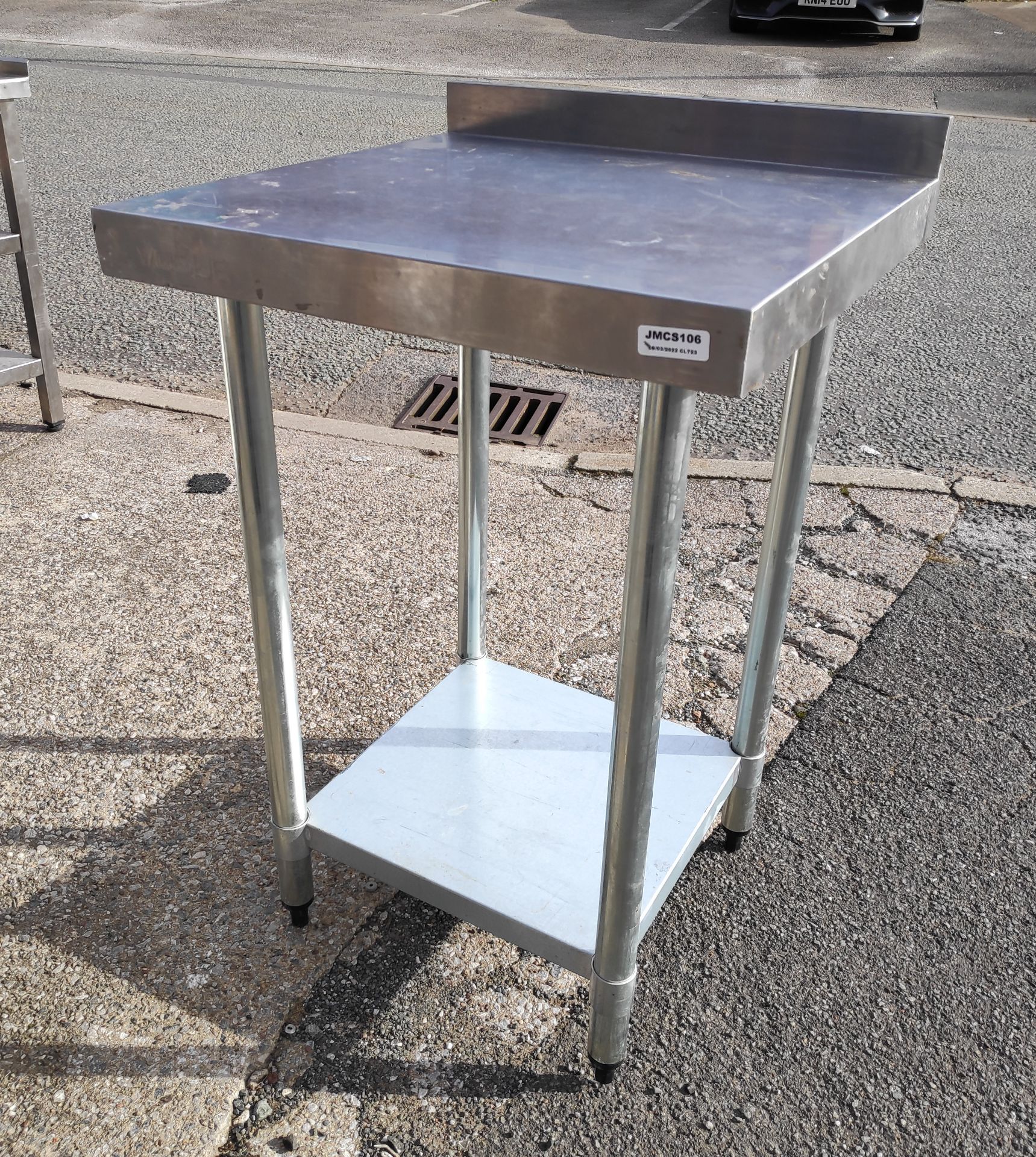 1 x Stainless Steel Prep Bench with Upstand and Shelf - 60cm (W) x 59.5cm (D) x 97cm (H) - JMCS106 - - Image 2 of 7