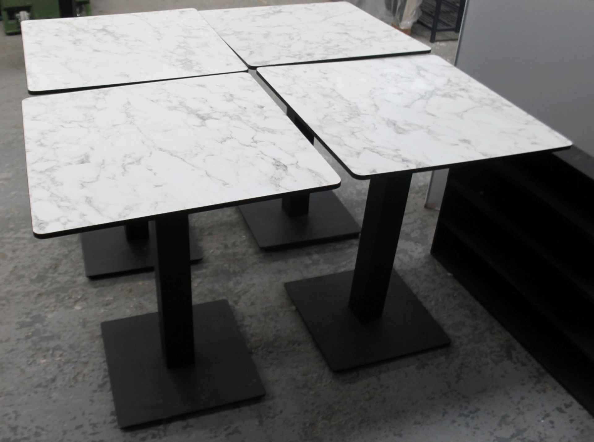 4 x Bistro Tables Featuring 'EXTREMA' Heavy-duty Tops With A White Marble-Style Finish, And Robust - Image 2 of 5