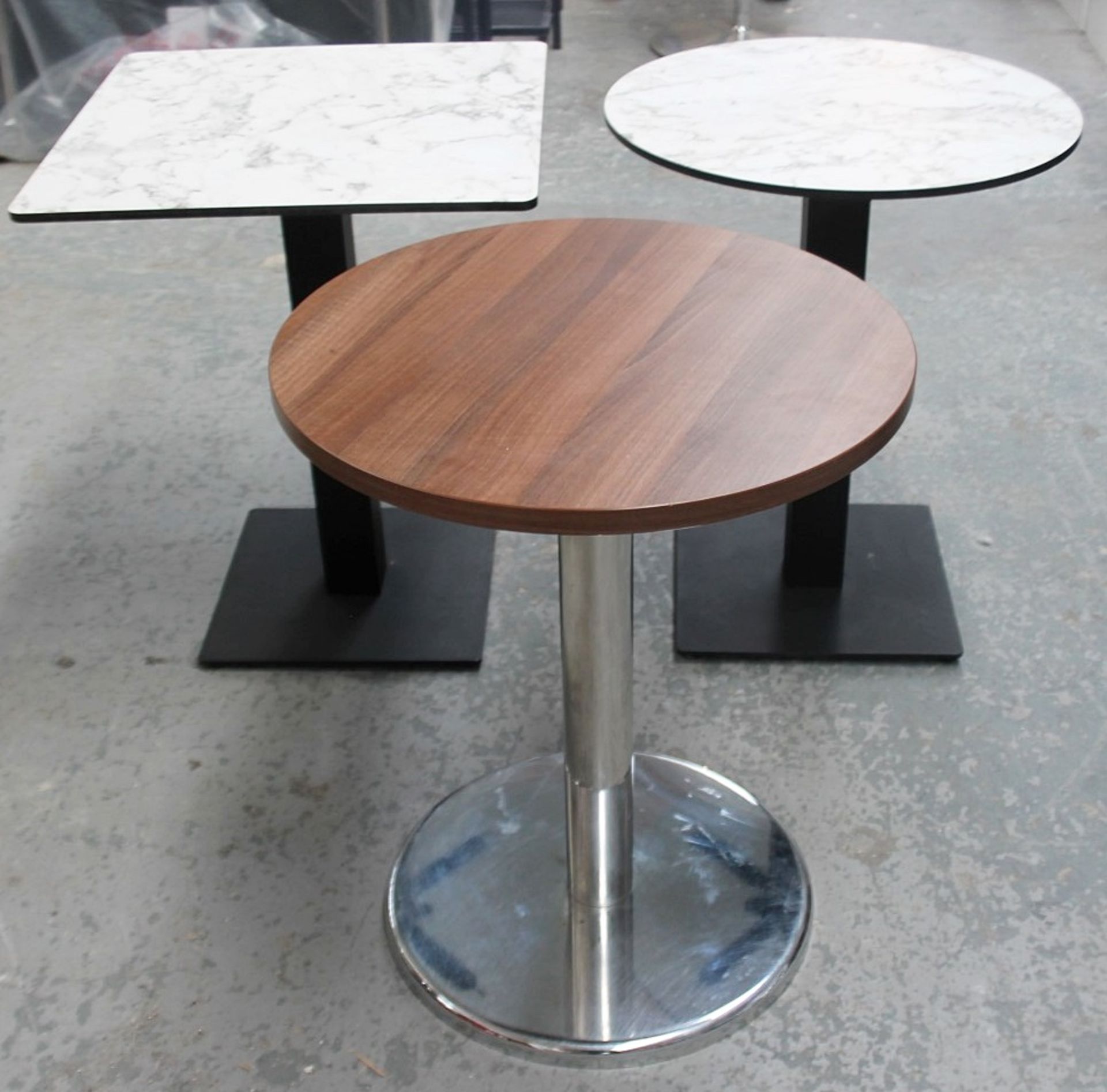 3 x Assorted Bistro Tables With Fixed Robust Metal Bases - CL987 - Ref: G/IT - Location: