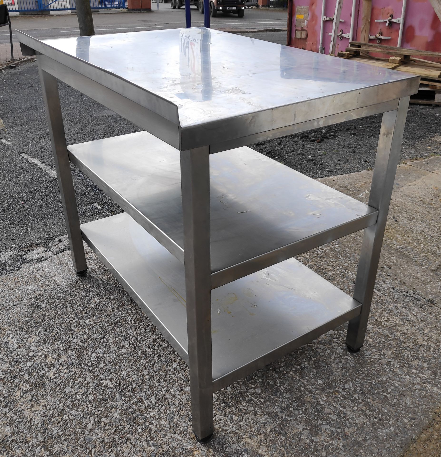 1 x Stainless Steel Prep Bench with Upstand and 2 Shelves - 95cm (L) x 66cm (D) x 90.5cm (H) - - Image 7 of 8