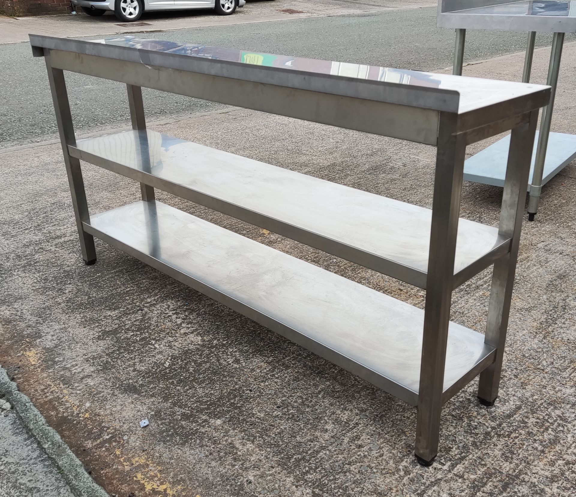 1 x Stainless Steel Prep Bench with Upstand and 2 Shelves - 170cm (L) x 40cm (W) x 86cm (H) - - Image 2 of 5