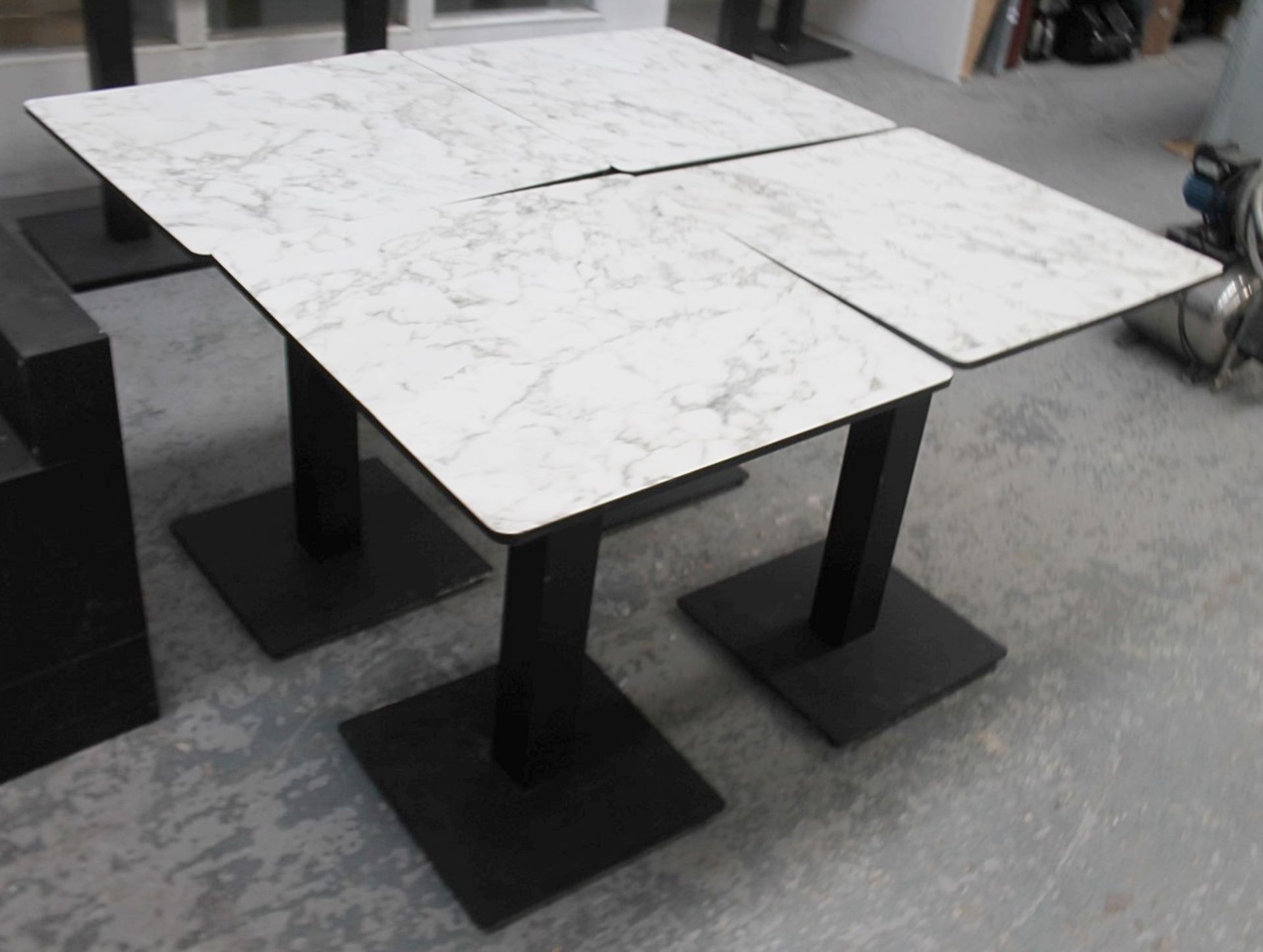 4 x Bistro Tables Featuring 'EXTREMA' Heavy-duty Tops With A White Marble-Style Finish, And Robust - Image 5 of 5