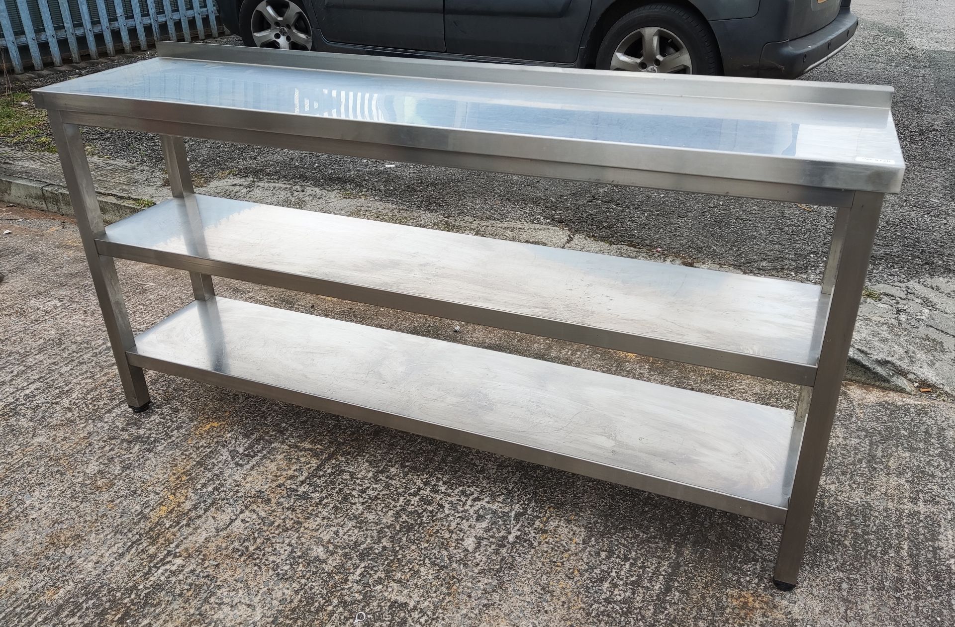 1 x Stainless Steel Prep Bench with Upstand and 2 Shelves - 170cm (L) x 40cm (W) x 86cm (H) - - Image 4 of 5