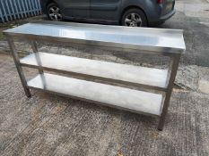 1 x Stainless Steel Prep Bench with Upstand and 2 Shelves - 170cm (L) x 40cm (W) x 86cm (H) -