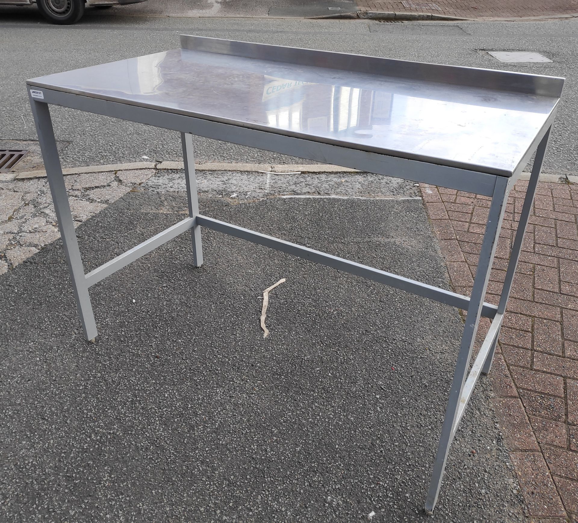 1 x Stainless Steel Prep Bench with Upstand - 126cm (L) x 64.5cm (D) x 95cm (H) - JMCS107 - CL723 -