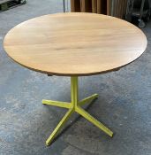 19 x Restaurant Dining Tables Featuring Metal Bases and Solid Oak Table Tops - Various Sizes