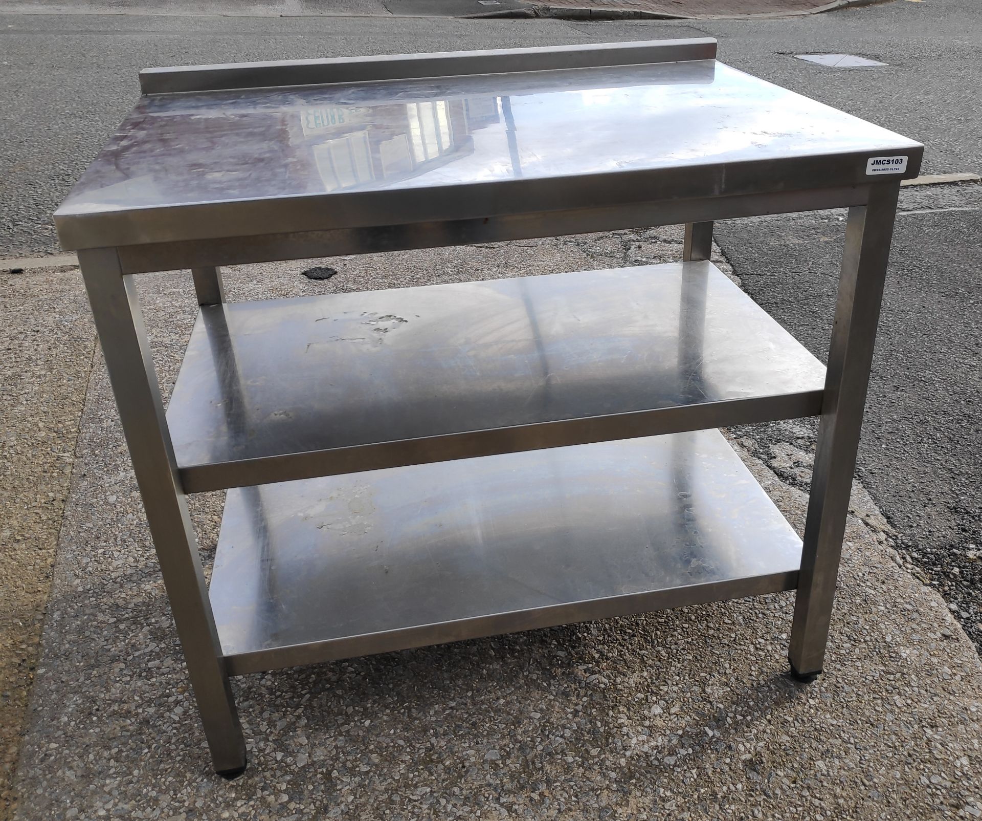 1 x Stainless Steel Prep Bench with Upstand and 2 Shelves - 95cm (L) x 66cm (D) x 90.5cm (H) - - Image 4 of 8