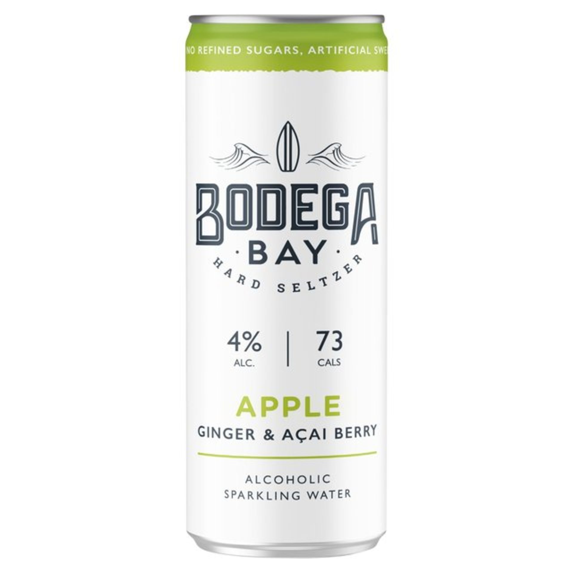 24 x Bodega Bay Hard Seltzer 250ml Alcoholic Sparkling Water Drinks - Apple Ginger & Acai Berry - 4%