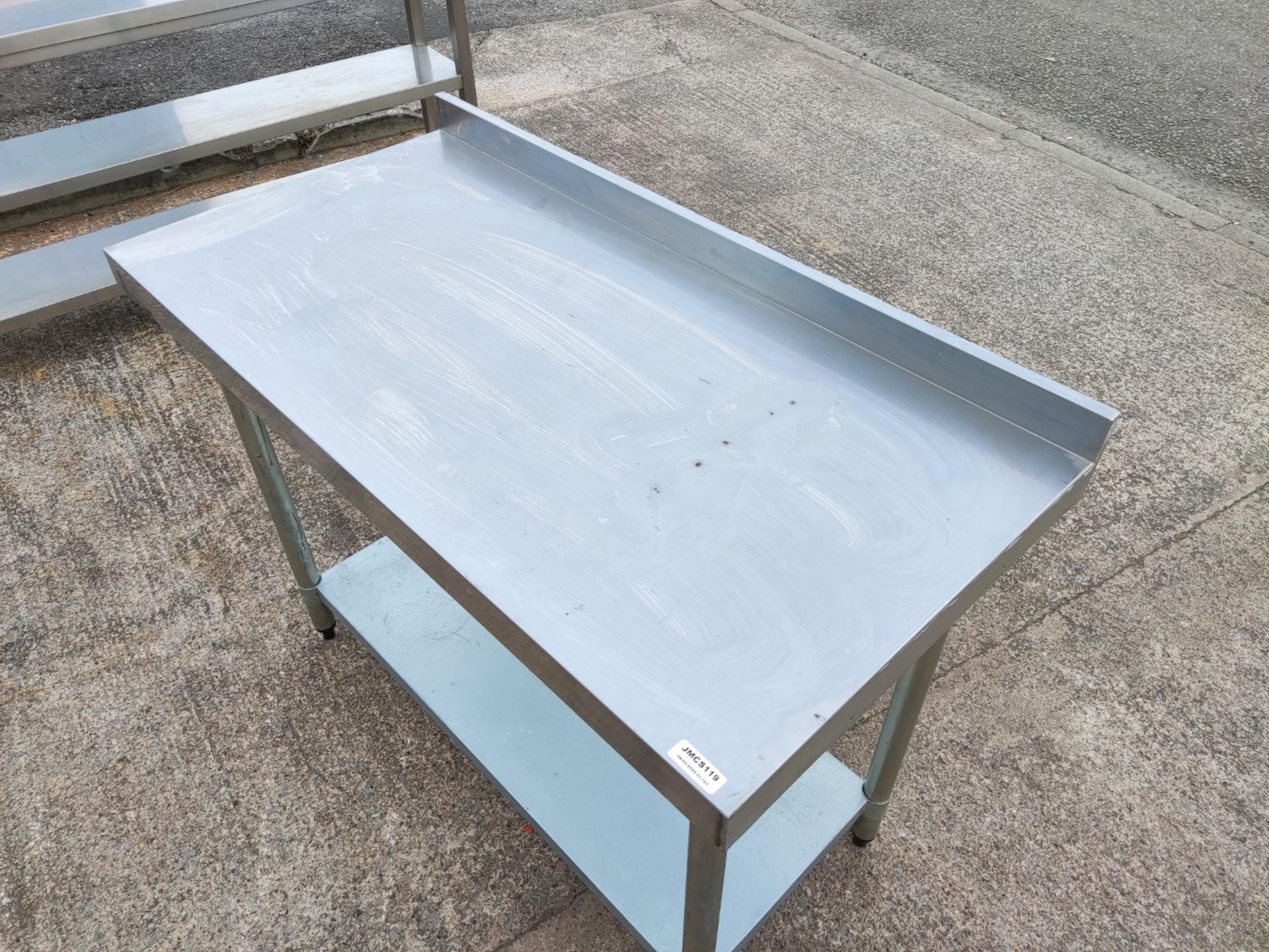1 x Vogue Stainless Steel Prep Bench with Upstand and Shelf - 120cm (L) x 60cm (W) x 90cm (H) - - Image 3 of 7