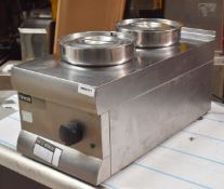 1 x Lincat Silverlink 600 Twin Pot Bain Marie - Model BS3 - 500W Dry Heat - 2x 4.5Ltr Pot With