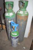 3 x Argon Welding and Cutting Gas Cylinders - Height 2 x 105cm and 1x 70cm - CL717 - Ref: GCA435 WH5