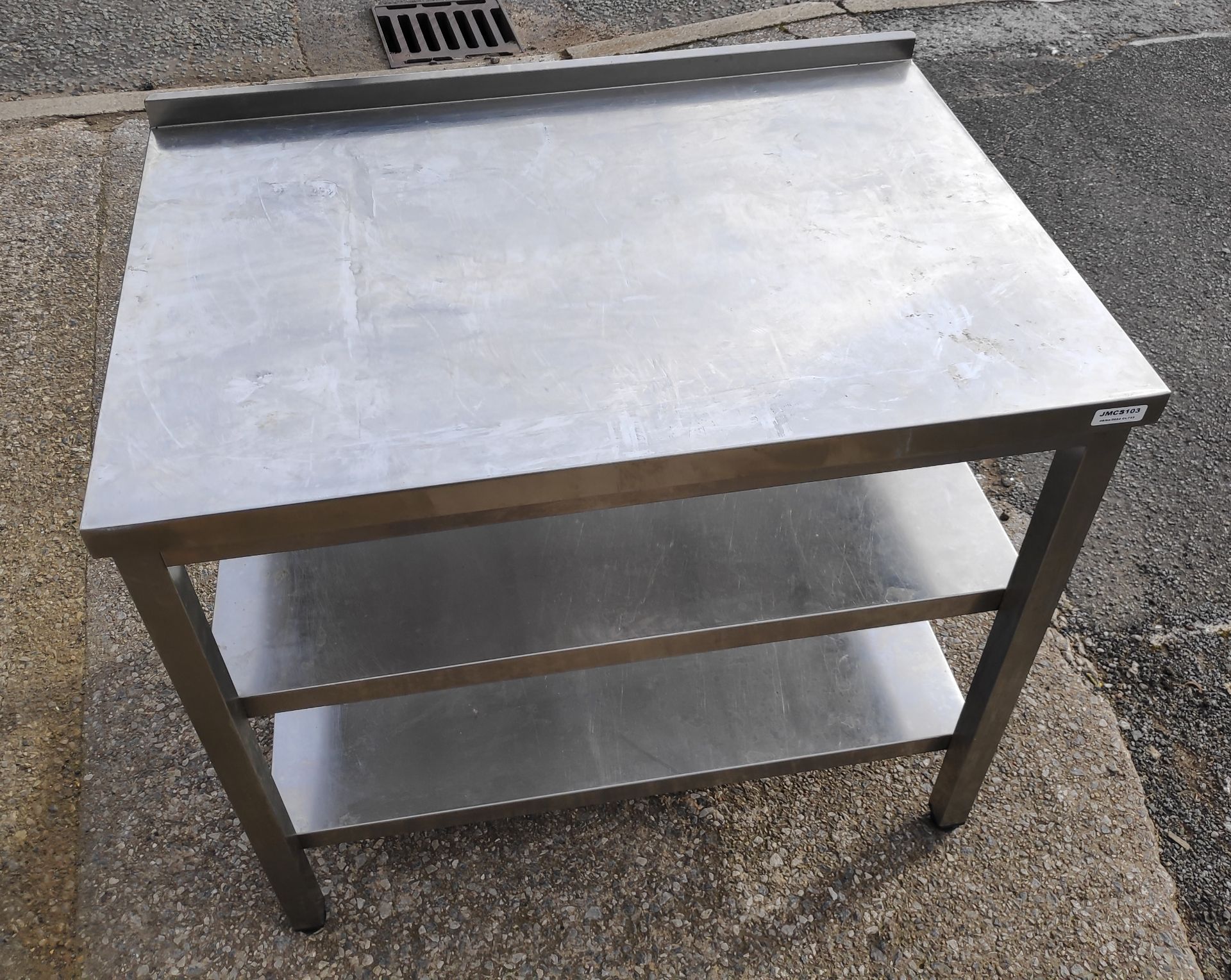 1 x Stainless Steel Prep Bench with Upstand and 2 Shelves - 95cm (L) x 66cm (D) x 90.5cm (H) - - Image 5 of 8