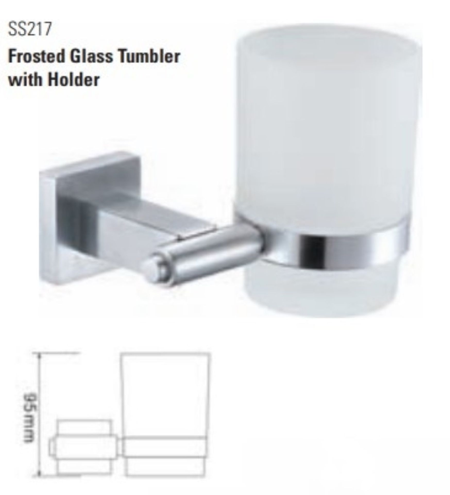 1 x Stonearth Frosted Glass Tumbler With Holder - Solid Stainless Steel Bathroom Accessory - New - Image 2 of 3