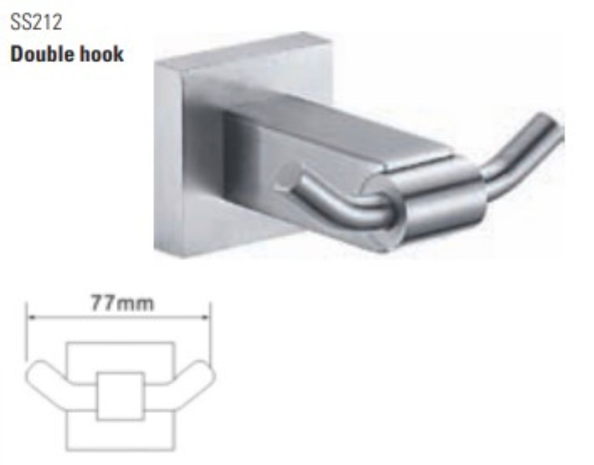 1 x Stonearth Double Robe Hook - Solid Stainless Steel Bathroom Accessory - Brand New & Boxed - Image 2 of 3