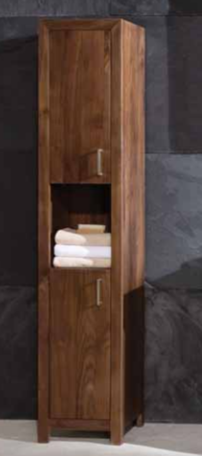 1 x Stonearth Freestanding Tallboy Bathroom Storage Cabinet - American Solid Walnut - RRP £996! - Image 7 of 14