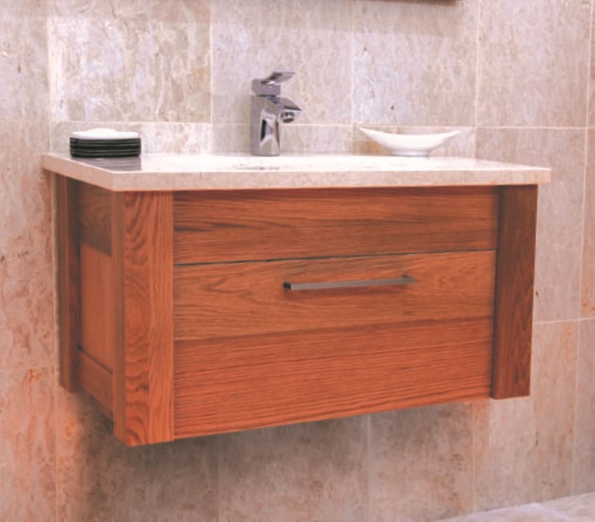 1 x Stonearth 'Venice' Wall Mounted 760mm Washstand - American Solid Walnut - Original RRP £1,169 - Image 8 of 10