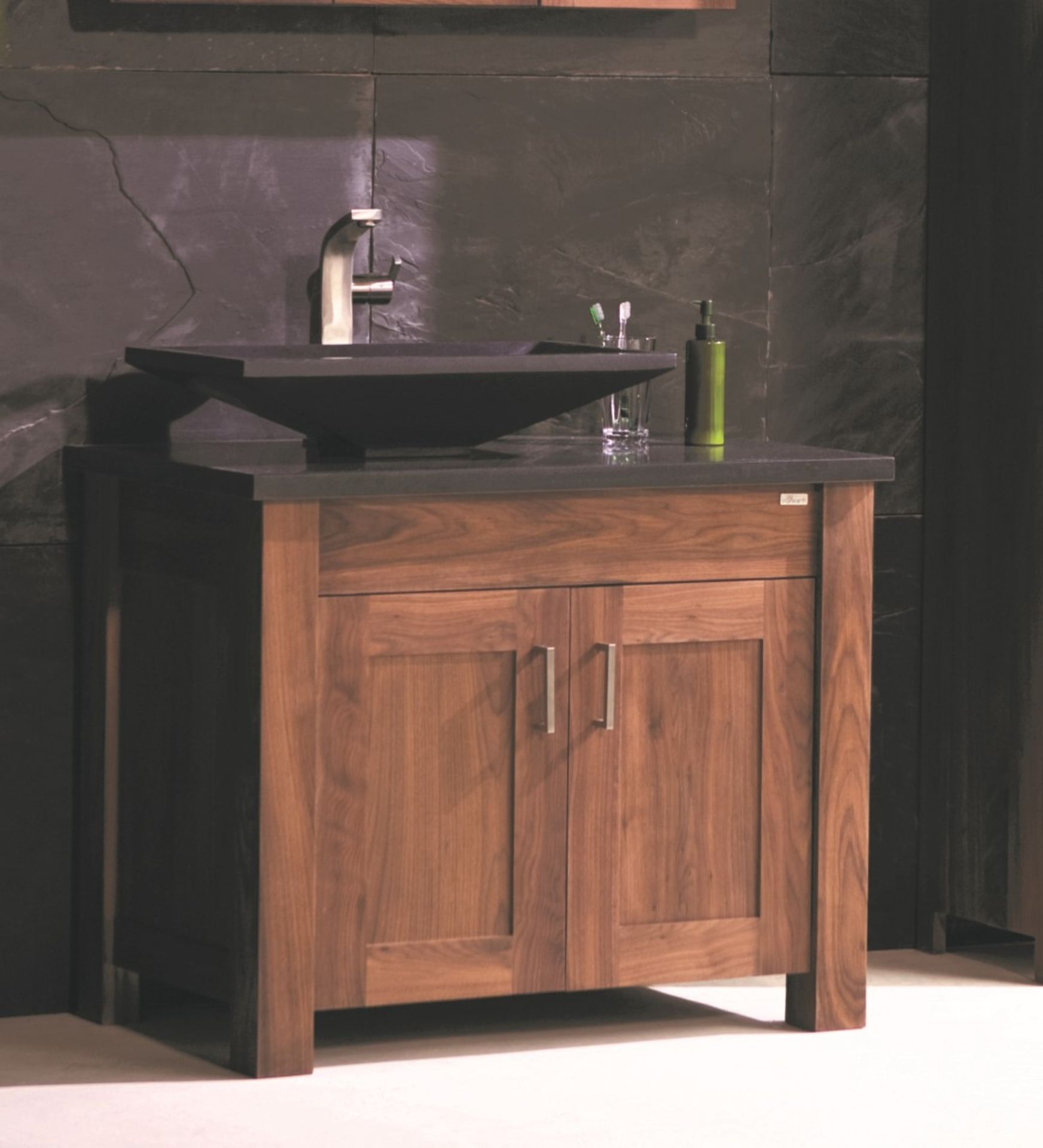 1 x Stonearth 'Finesse' 1200mm Countertop Washstand With Marble Top - Solid Walnut - RRP £1,968