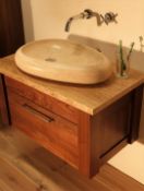 1 x Stonearth 'Venice' Wall Mounted 760mm Washstand - American Solid Walnut - Original RRP £1,169