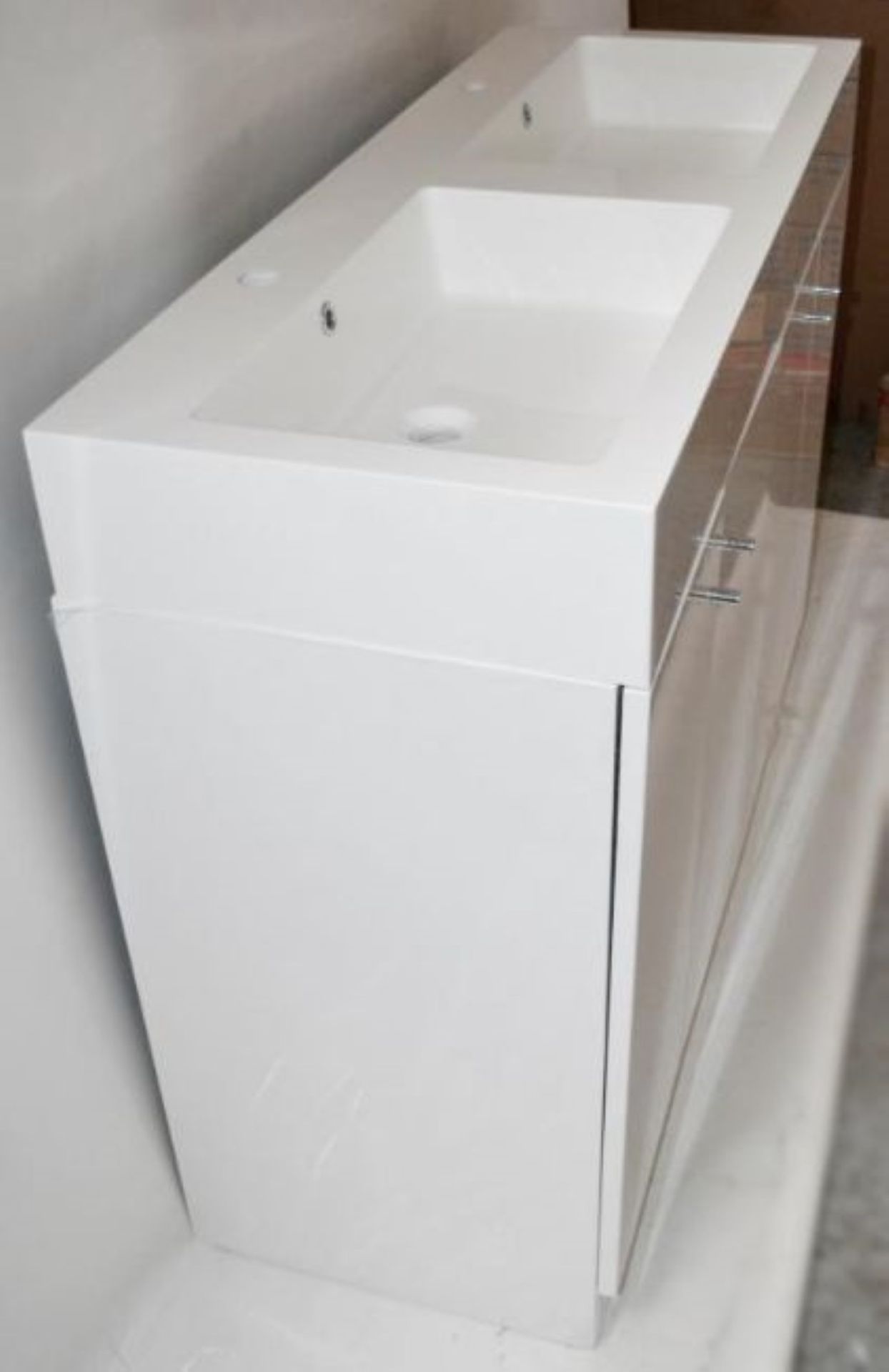 5 x Gloss White 1200mm 4-Door Double Basin Freestanding Bathroom Vanity Cabinets - New & Boxed Stock - Image 8 of 8