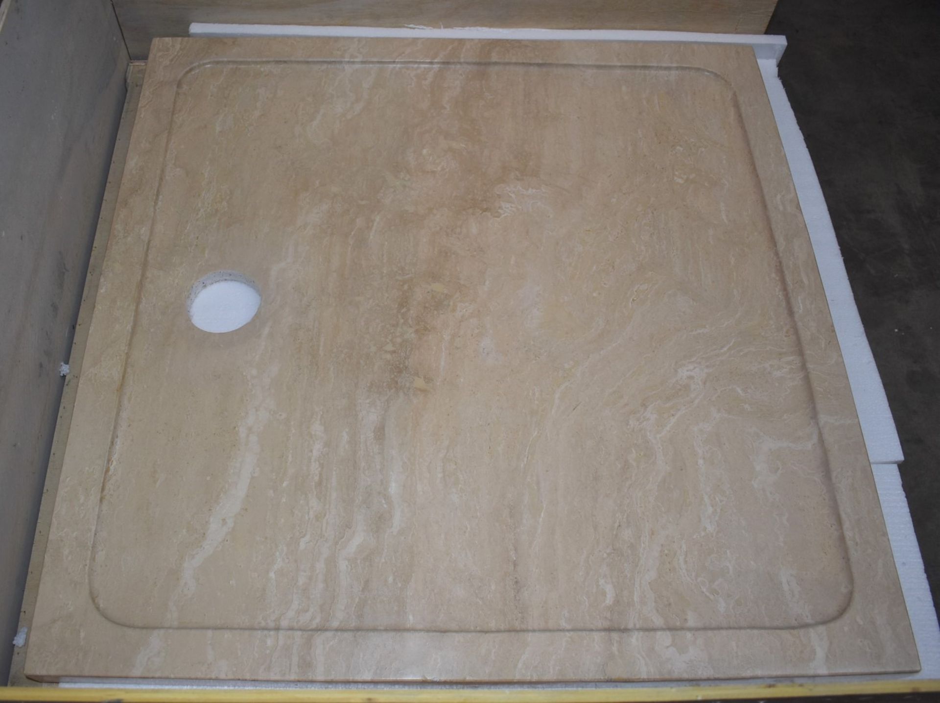 1 x Stonearth Luxury Solid Travertine Stone 900mm Shower Tray - Hand Made From Travertine Stone - Image 5 of 12
