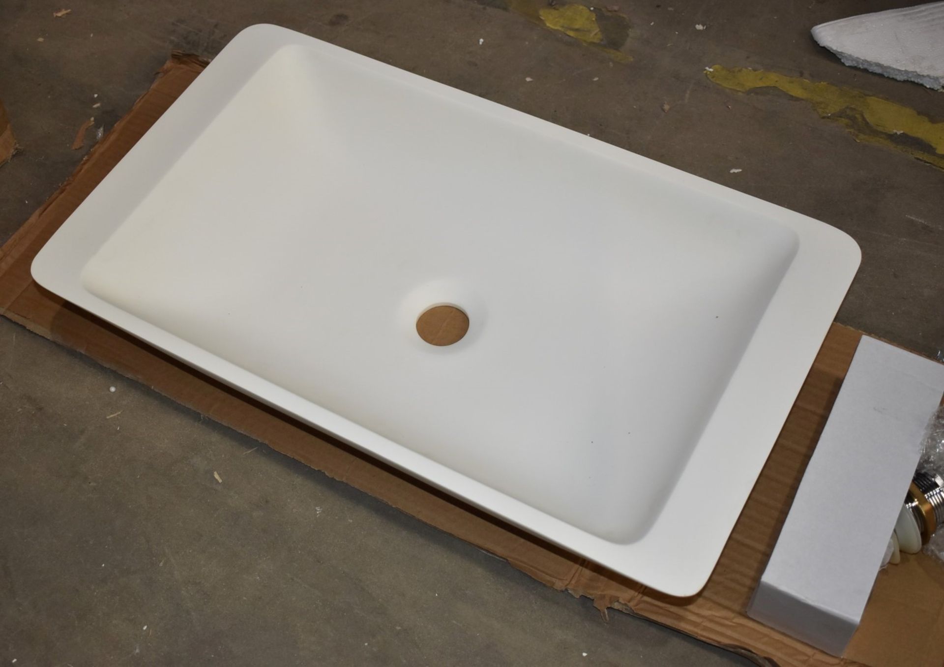 1 x Countertop Rectangular Wash Basin - Includes Slotted Pop Up Waste - New and Unused - H10 x W59 x