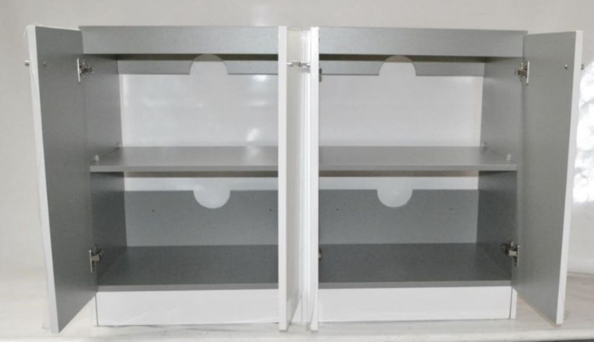 5 x Gloss White 1200mm 4-Door Double Basin Freestanding Bathroom Vanity Cabinets - New & Boxed Stock - Image 6 of 8