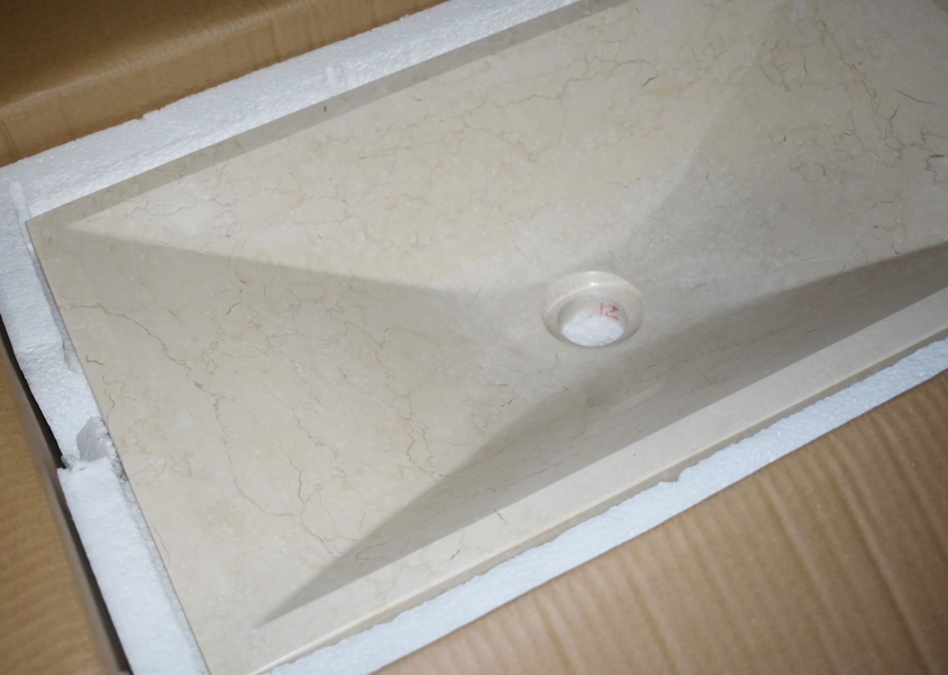1 x Stonearth 'Karo' Solid Galala Marble Stone Countertop Sink Basin - New Boxed Stock - Image 5 of 8