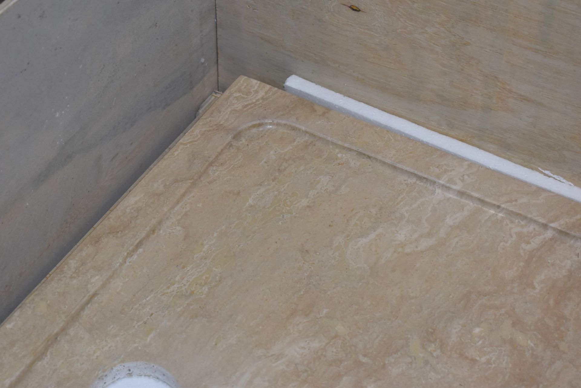 1 x Stonearth Luxury Solid Travertine Stone 900mm Shower Tray - Hand Made From Travertine Stone - Image 6 of 12