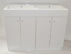 5 x Gloss White 1200mm 4-Door Double Basin Freestanding Bathroom Vanity Cabinets - New & Boxed Stock