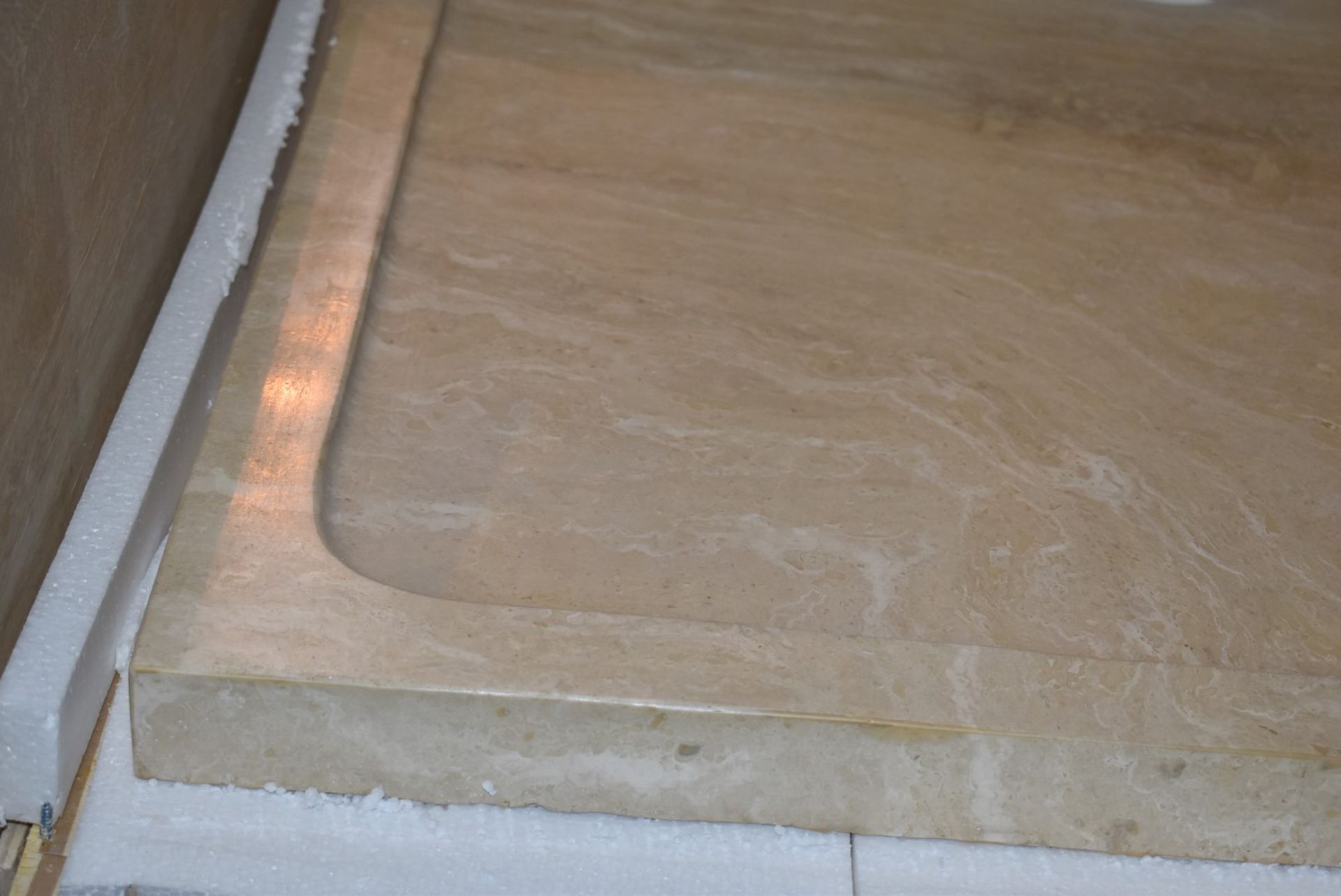 1 x Stonearth Luxury Solid Travertine Stone 900mm Shower Tray - Hand Made From Travertine Stone - Image 11 of 12