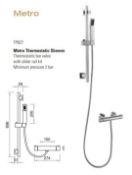 1 x Stonearth 'Metro' Stainless Thermostatic Shower Kit - Brand New & Boxed - Ref: TP827 P6 A6D -