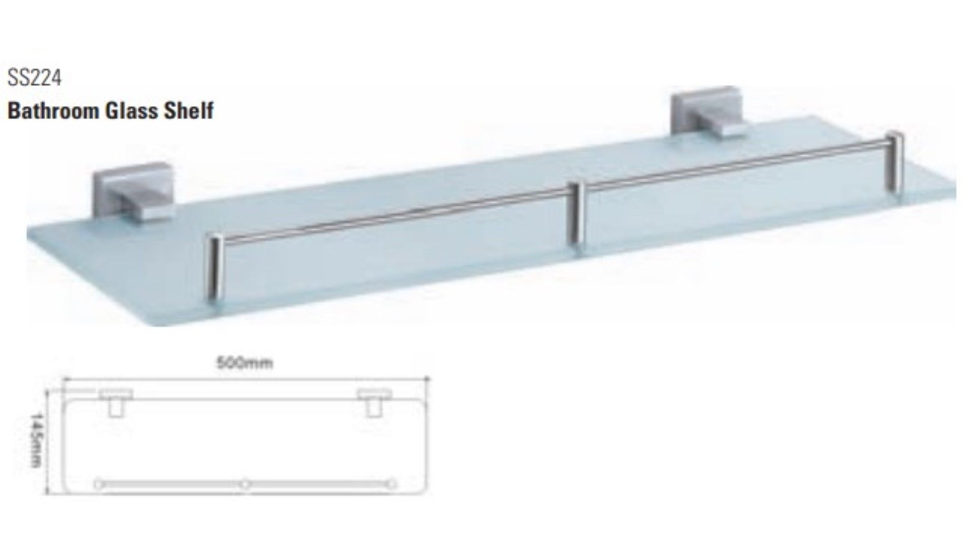 1 x Stonearth Glass Wall Mounted Shelf With Gallery Rail - Solid Stainless Steel - New - Image 2 of 3
