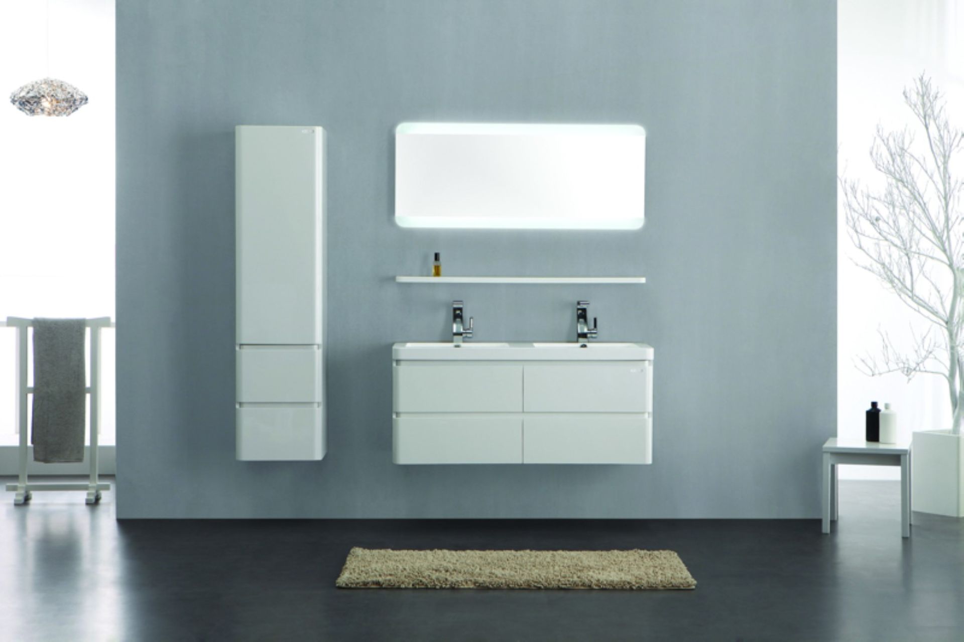 1 x Austin Bathrooms URBAN 120 Wall Mounted Bathroom Vanity Unit With MarbleTECH Twin Sink Basin - Image 4 of 6