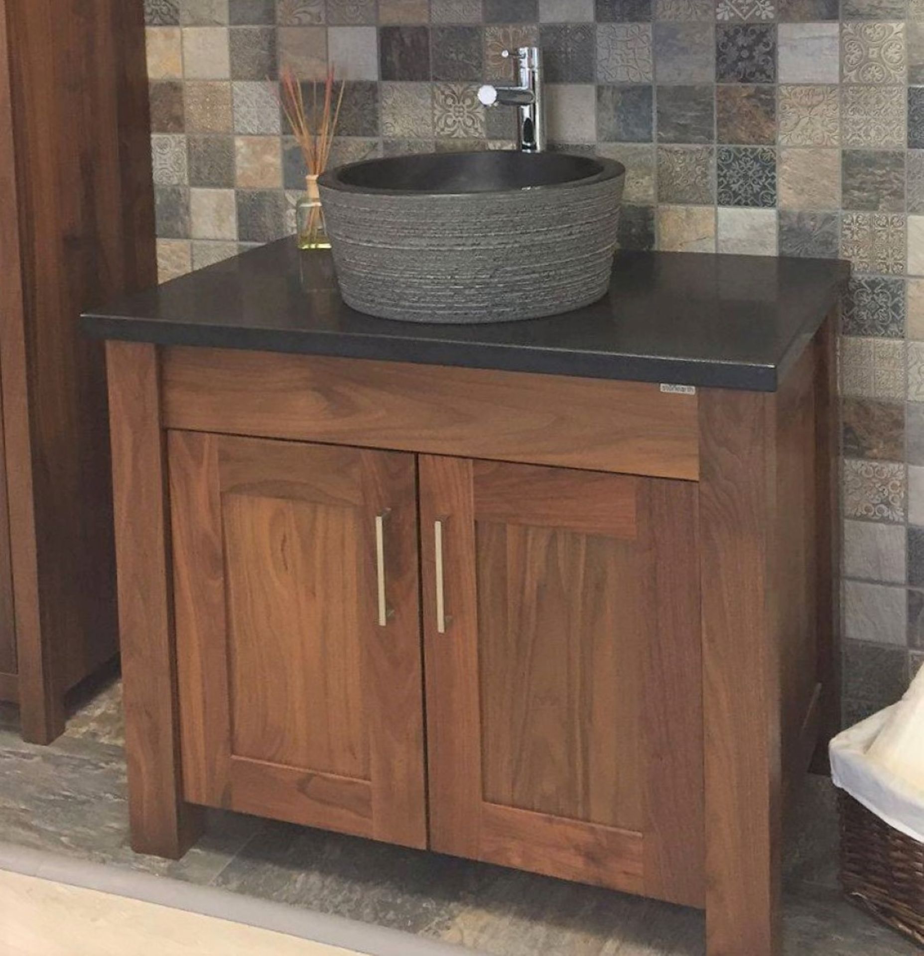 1 x Stonearth 'Finesse' Countertop Washstand - American Solid Walnut - Original RRP £1,400 - Image 2 of 10