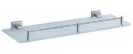 1 x Stonearth Glass Wall Mounted Shelf With Gallery Rail - Solid Stainless Steel - New