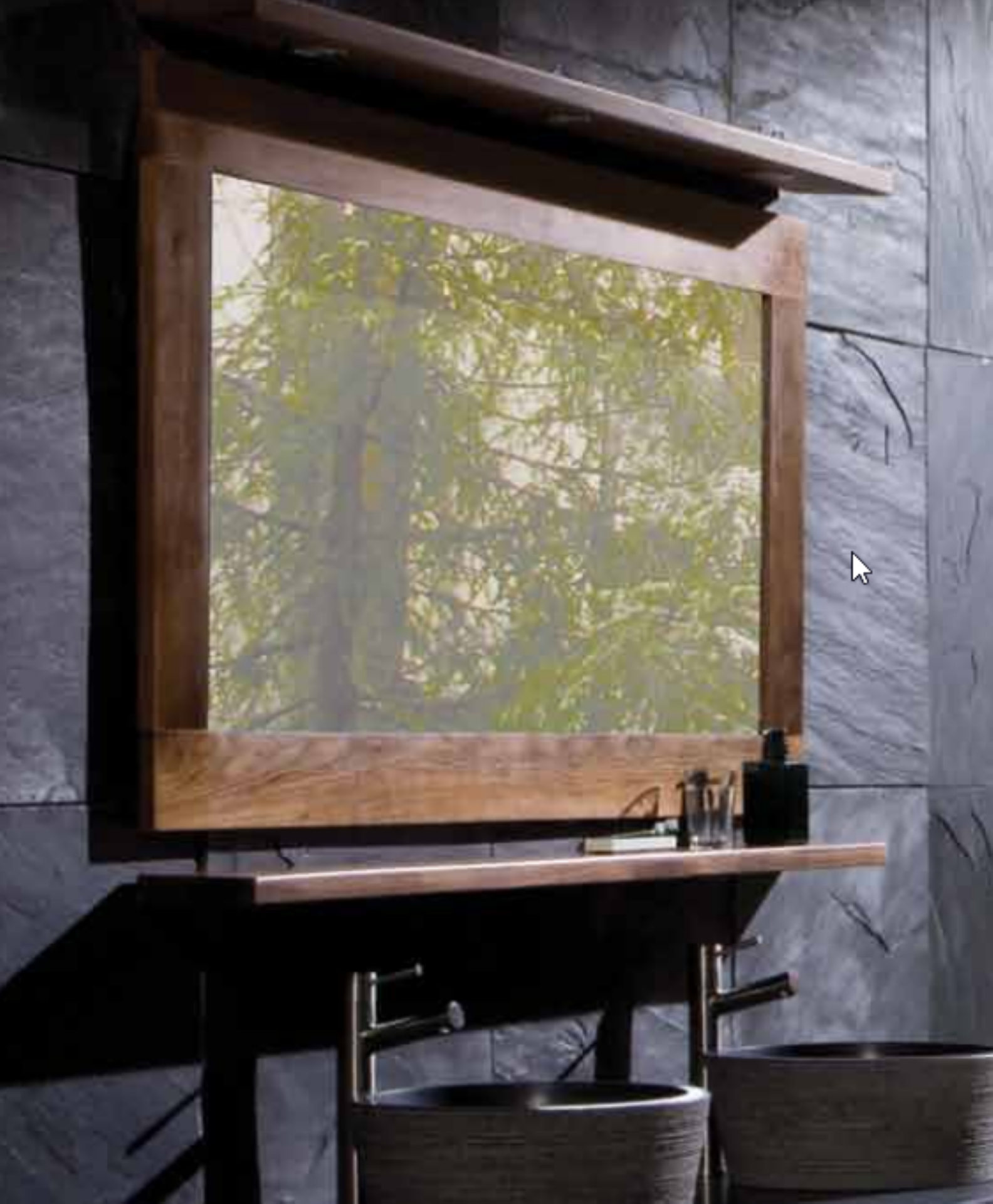 1 x Stonearth Bathroom Wall Mirror With Solid Walnut Frame and Bevelled Glass Mirror - Size: Large - Image 4 of 11