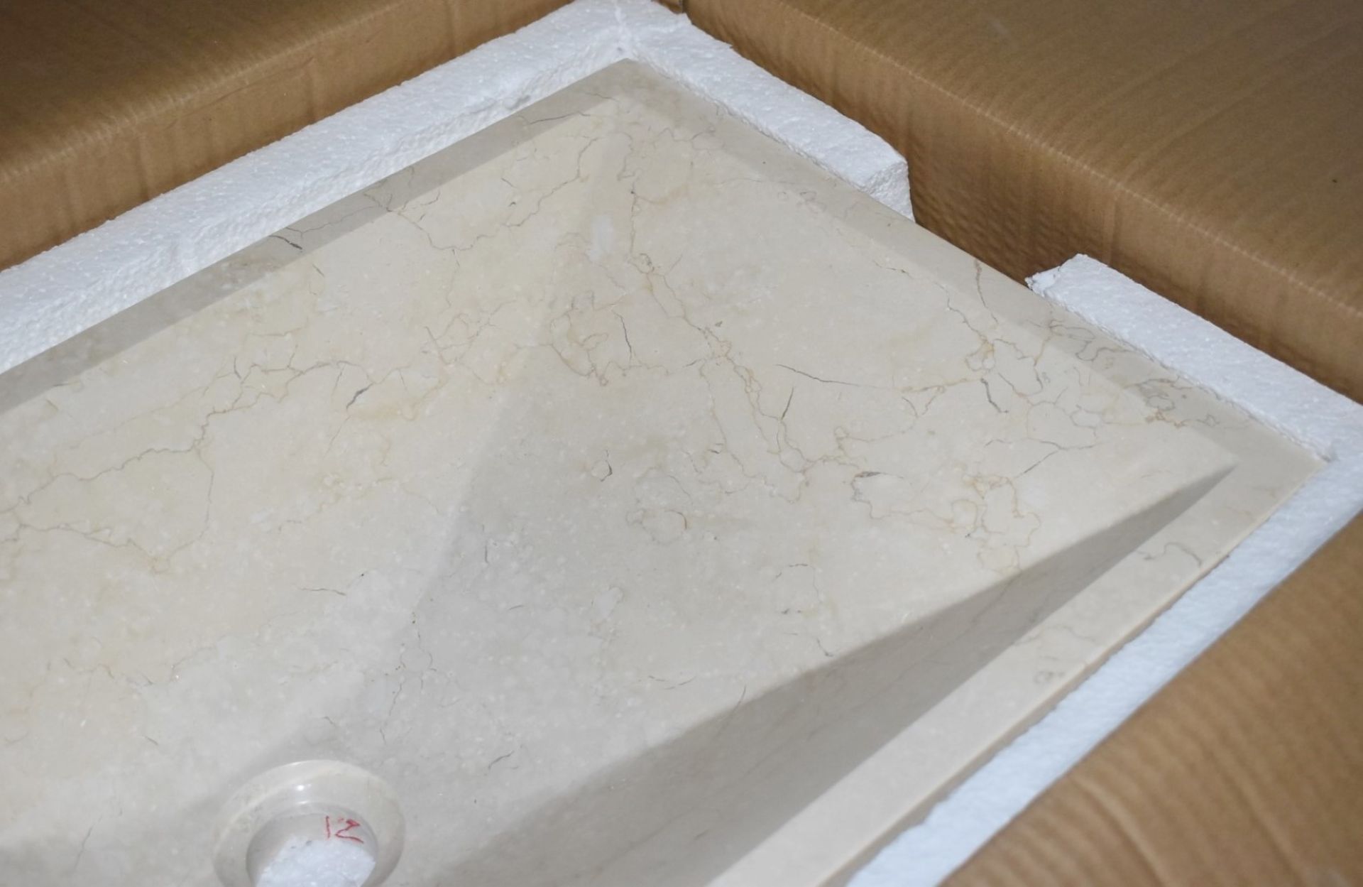 1 x Stonearth 'Karo' Solid Galala Marble Stone Countertop Sink Basin - New Boxed Stock - Image 4 of 8