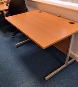 1 x Rectangular Office Desk With a Beech Finish and Modesty Panel - Ref: 1 x PK014 - Location: