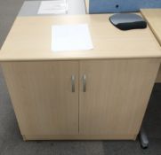 1 x Two Door Office Storage Cabinet With a Beech Finish - Dimensions: 950 x 500 x 710mm - Ref: 1 x