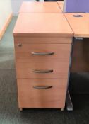 1 x Desk Height Three Drawer Pedestal With a Beech Finish - Ref: 1 x PK003 - Location: Site 2,