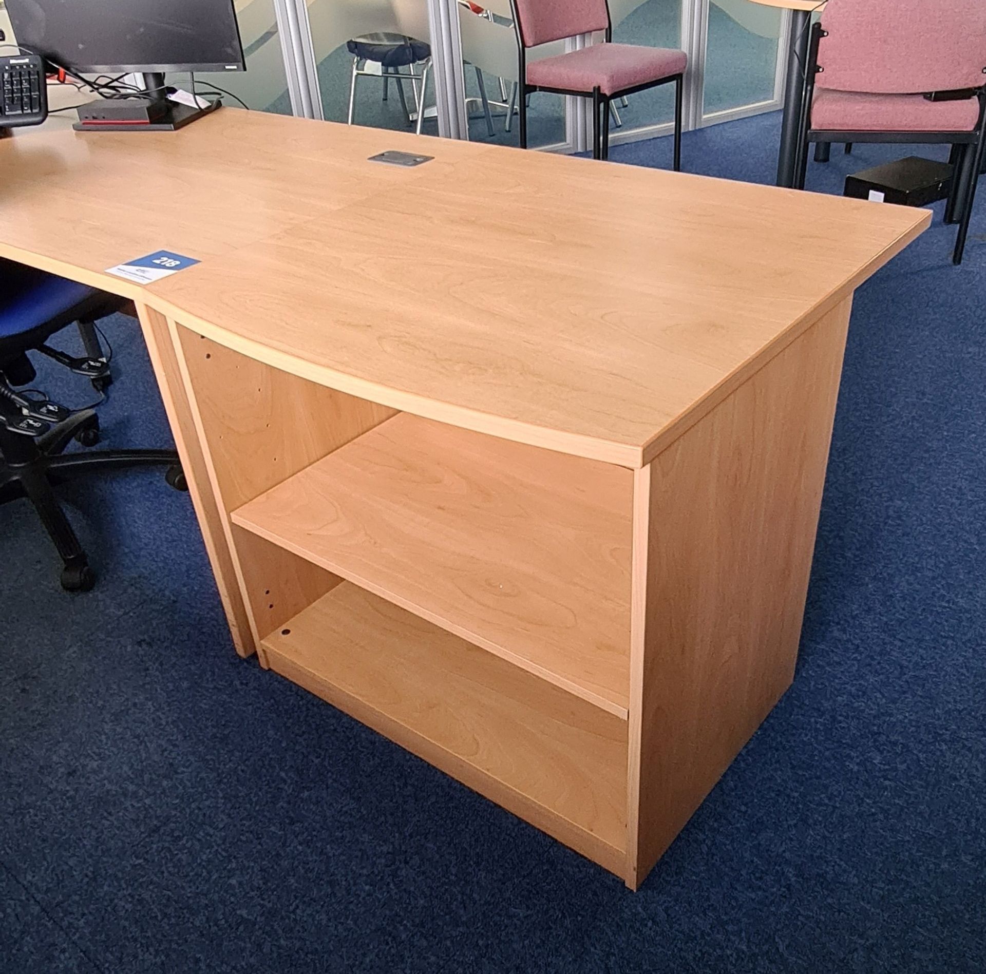 1 x Office Desk Extension Table With Shelves and a Beech Finish - Ref: 1 x PK005 - Location: Site 2,