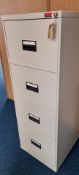1 x Metal Four Drawer Office Filing Cabinet With a Grey Finish - Dimensions: 620 x 470 x 1300mm -