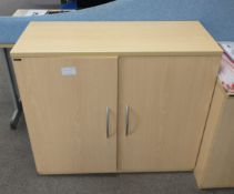 1 x Two Door Office Storage Cabinet With a Beech Finish - Dimensions: 950 x 370 x 860mm - Ref: 1 x