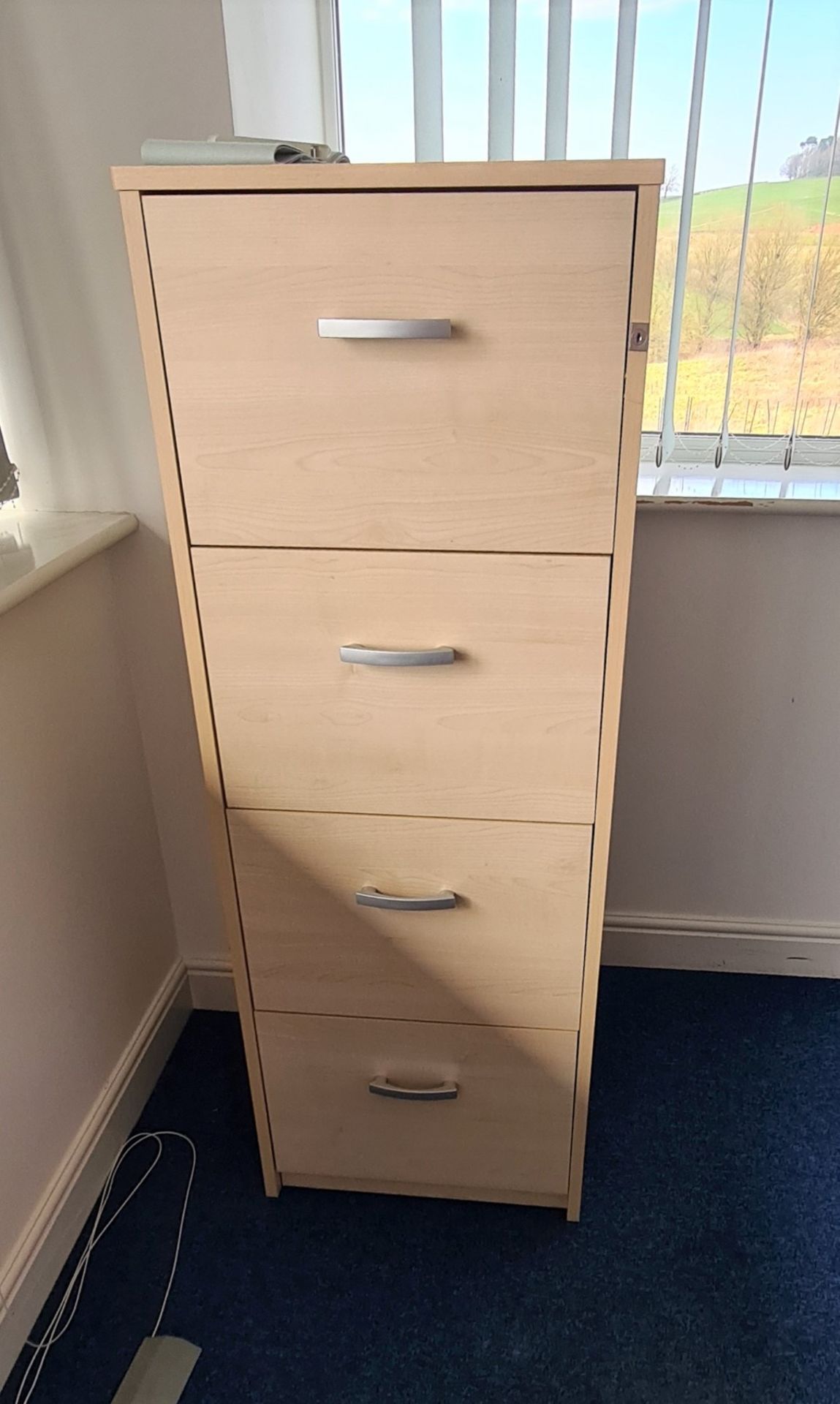 1 x Office Four Drawer Filing Cabinet With a Birch Finish - Ref: 1 x PK018 - Location: Site 2,